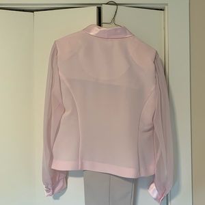 Dressy pale pink blouse with sheer sleeves